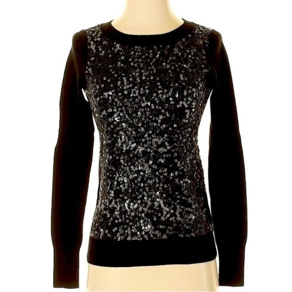 Express Black Sequin Embellished Shimmer Sweater - Picture 4 of 16